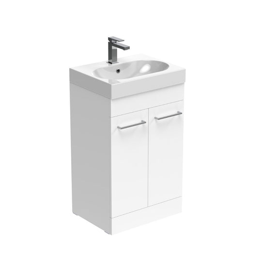 Austen 2 Door Floor Standing Bathroom Unit & Basin | Gloss White