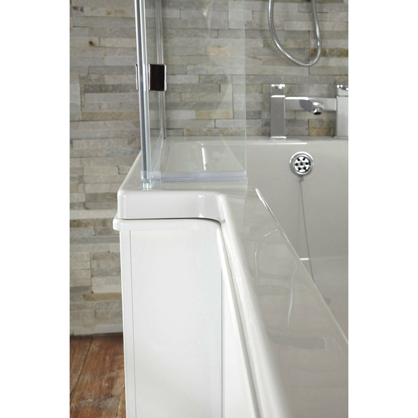 Corner Shower Bath with Bath Screen and Panel - Left Handed - Letta London - Shower Bath