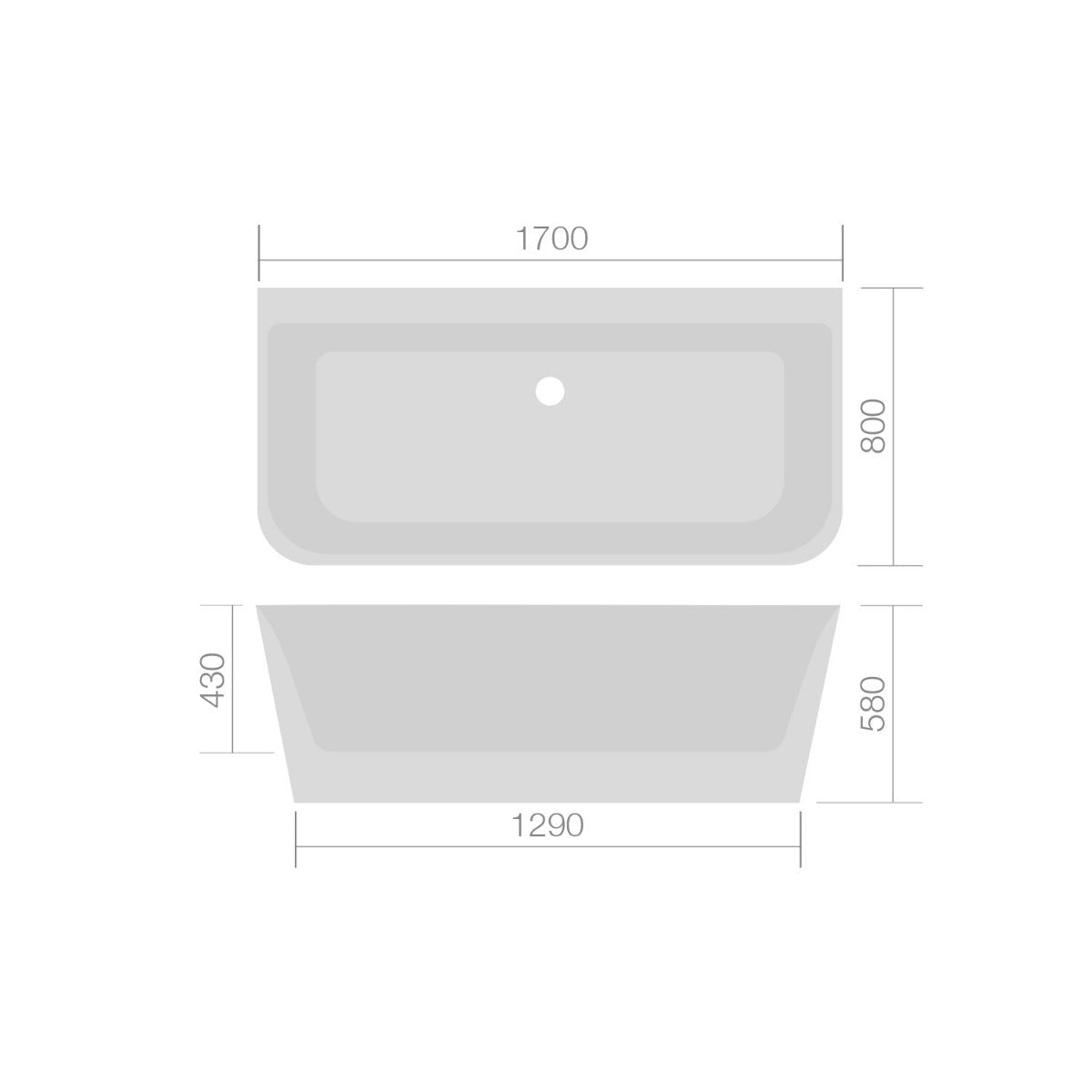 Freestanding Double Ended Back-To-Wall Bath 1700 x 800 - Luxury - Letta London - Freestanding Bath