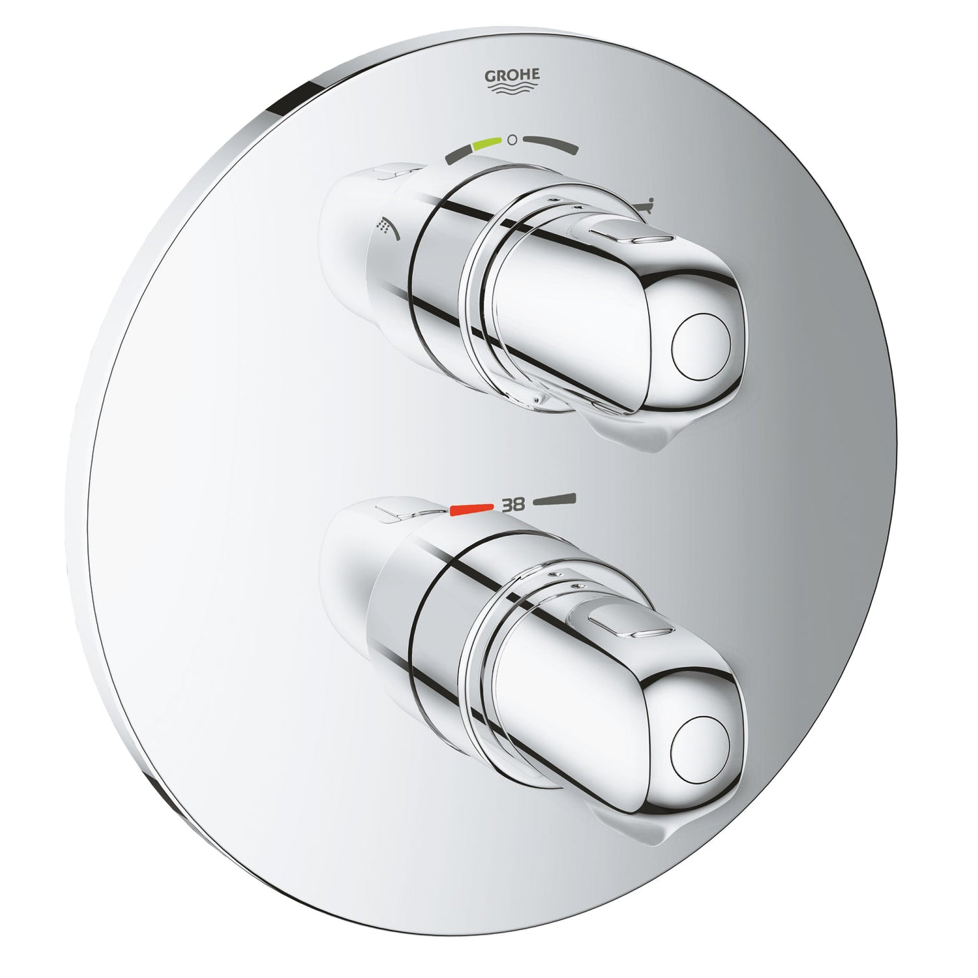 Grohe Chrome Grohtherm 1000 Thermostatic bath mixer with integrated 2-way diverter - Letta London - Twin Shower valves