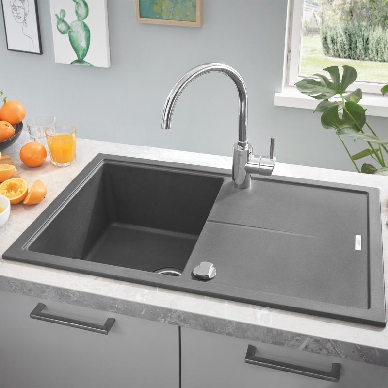 Grohe K400 Single Bowl Composite Kitchen Sink with Drainer - Letta London - 