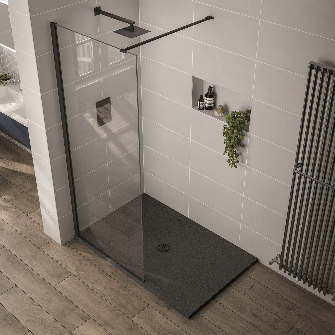 800mm Front Panel for Walk-in Shower - Prestige, Clear Glass