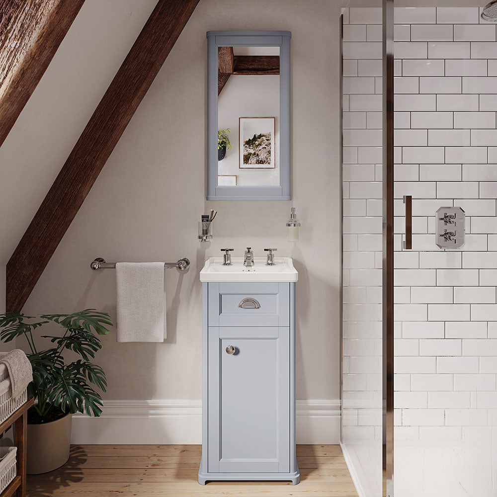 Saneux Dove Gery Floor Standing Vanity Unit and Sink (400mm) - Letta London - Floor Standing Vanity Units