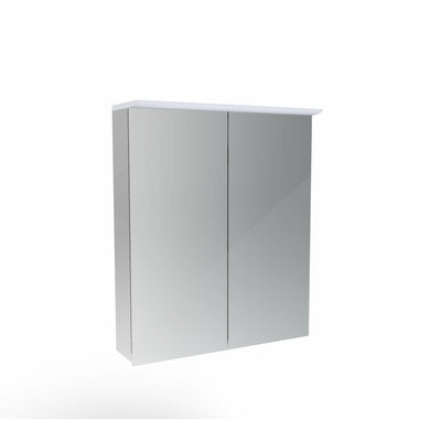 Saneux GLACIER+ 2 door Aluminium Cabinet (Reversible) H714 x W600 x D135mm Acrylic top profile, Black smoked glass shelved x2 - Letta London - Mirror Cabinets