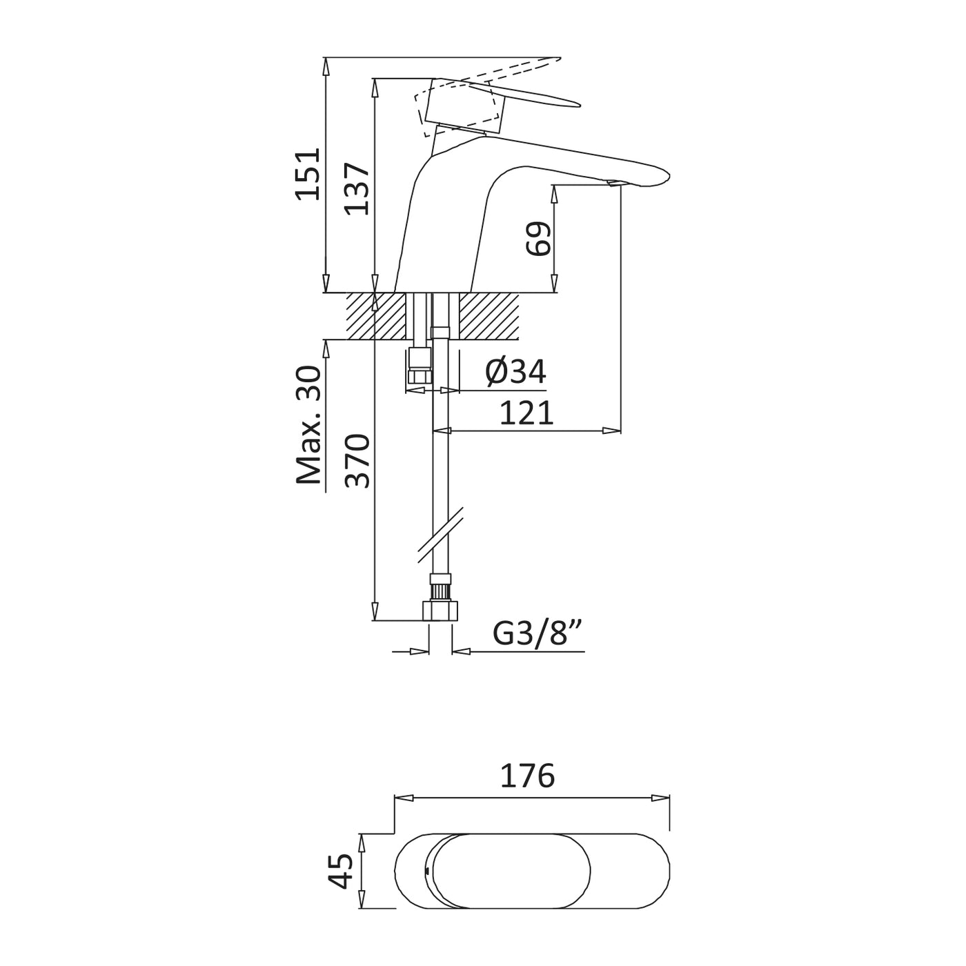 Chrome Single-Lever Basin Mixer Tap, Spring