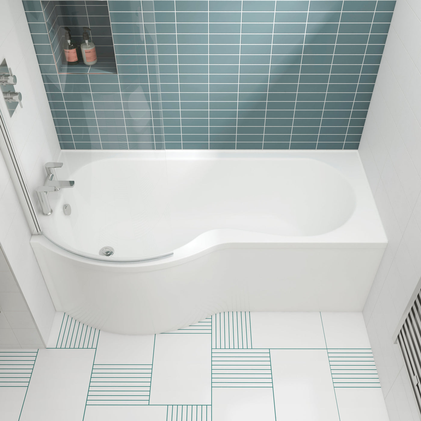 1500mm - Left Hand B-Shaped Bath | Acrylic - Letta London - B-Shaped Bath