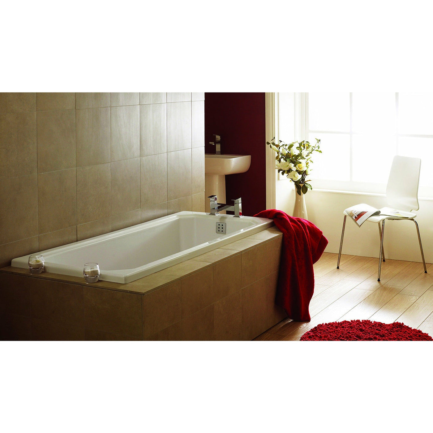 1700 x 700mm Square Single-Ended Straight Bath - Art - Letta London - 