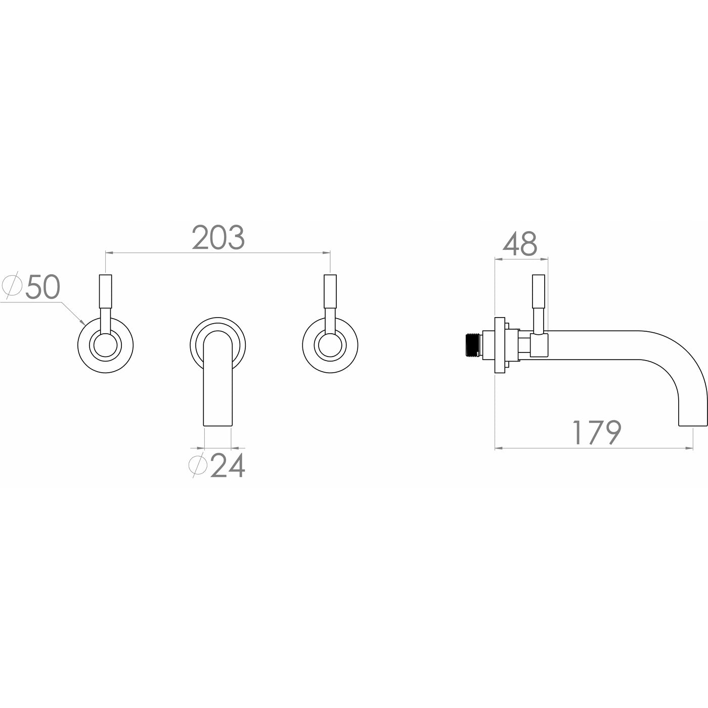 Saneux Wall Mounted Chrome 3 Piece Mixer - Letta London - Basin Taps