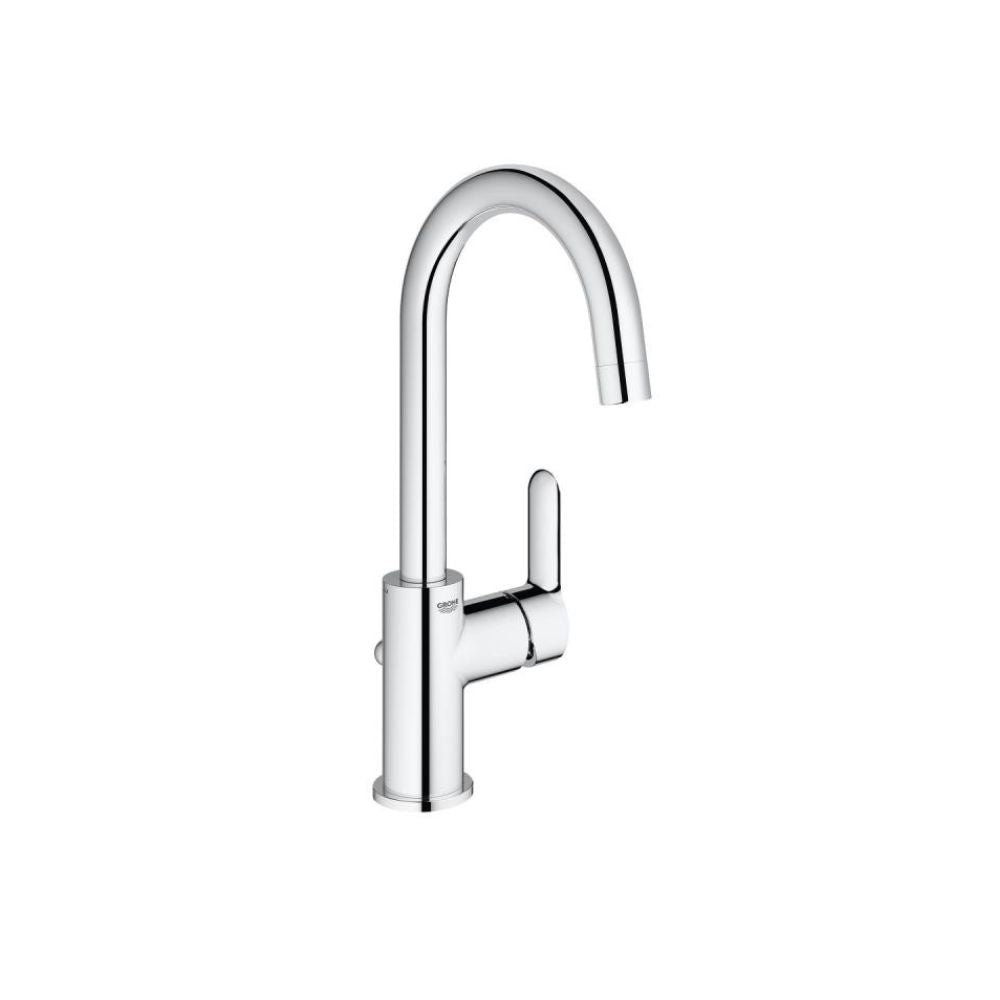 Grohe BauEdge single lever basin fitting, L size with plastic pop-up waste set