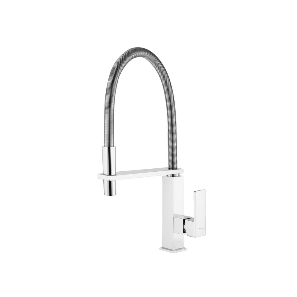 Kitchen mixer Tap with spring swivel spout and extendable hand shower