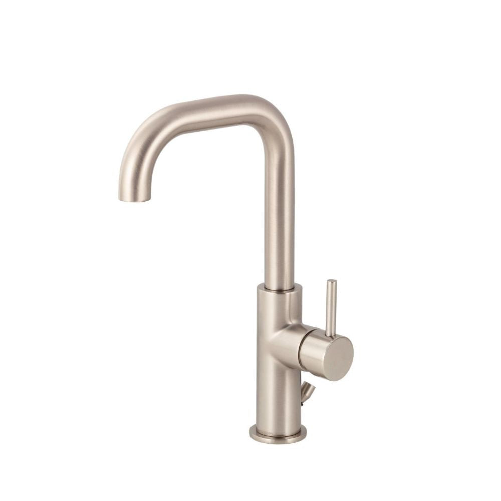 U-Spout, side lever Mono tall basin mixer, brushed nickel