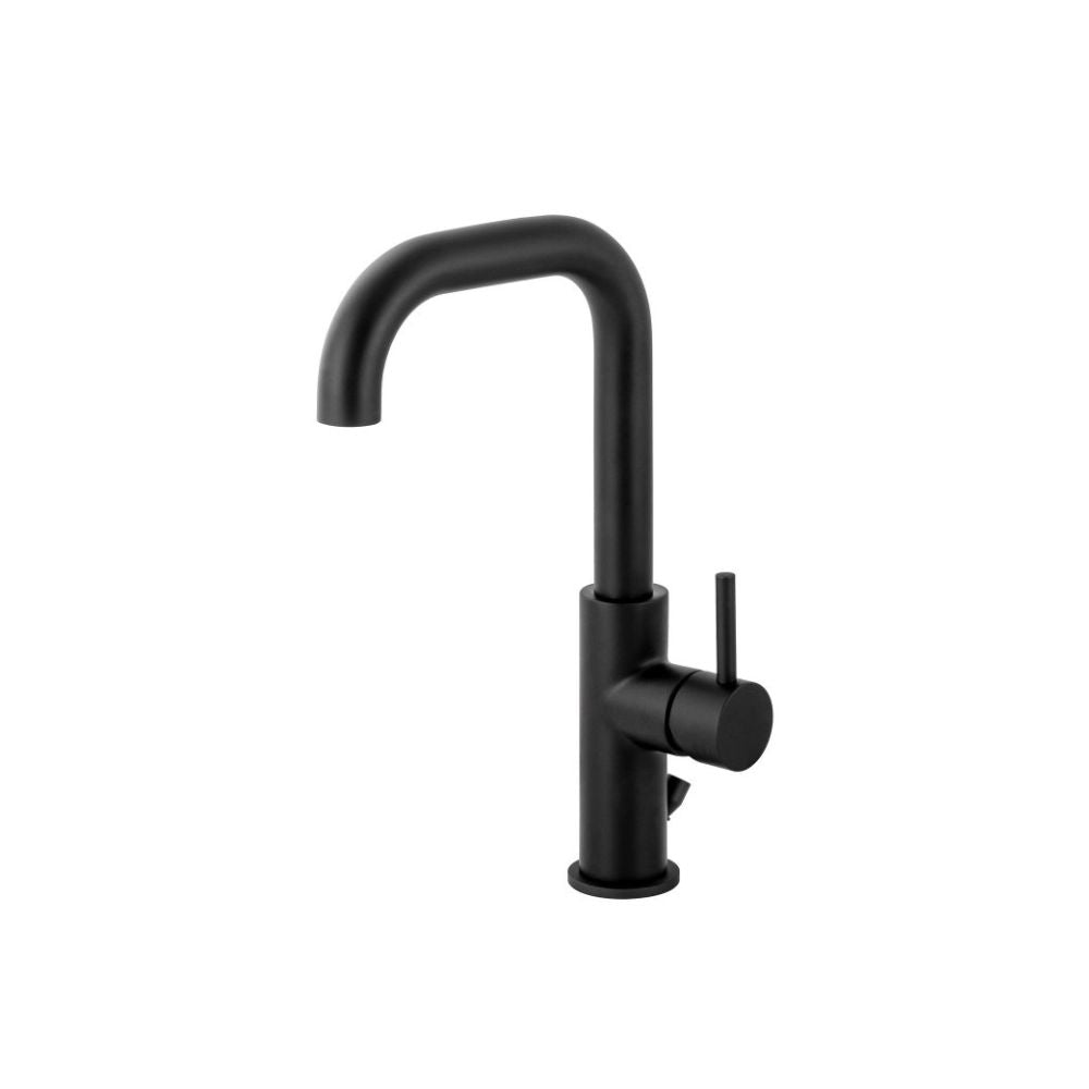 U-Spout, side lever Mono tall basin mixer, matt black