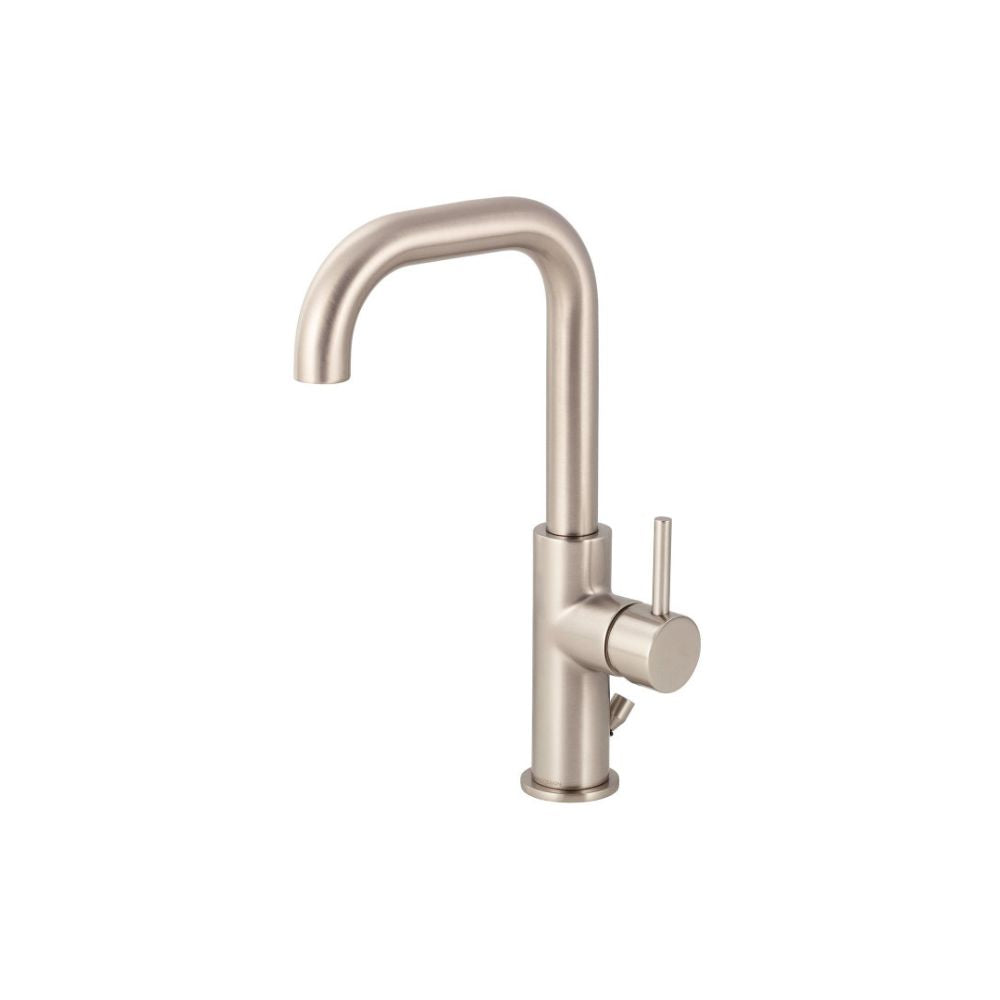 U-Spout, side lever Mono tall basin mixer, brushed nickel