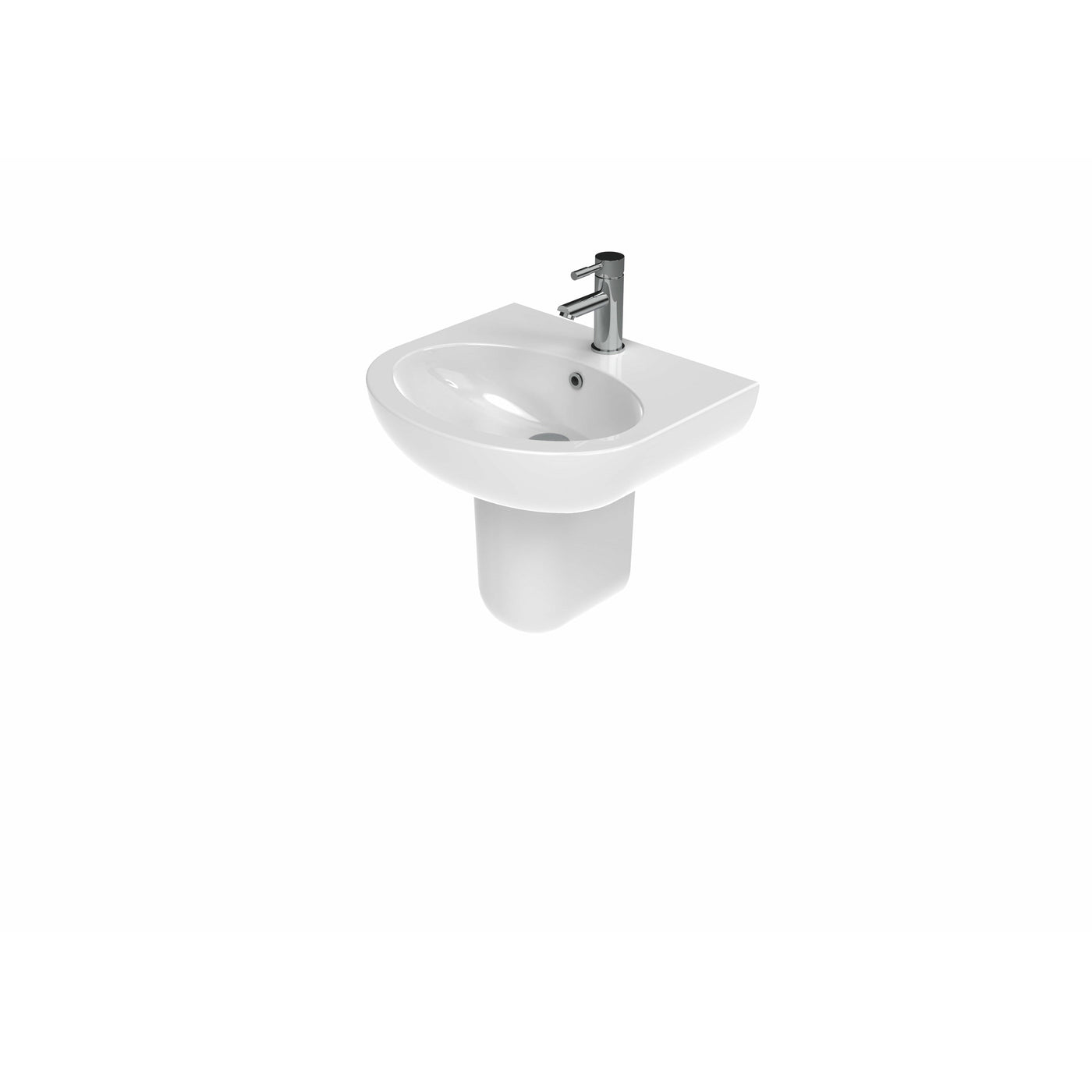 AIR 60x48cm washbasin 1TH with  SEMI pedestal - Letta London - 