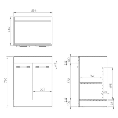 Modern 60cm Floor Standing Unit with Basin | Gloss White