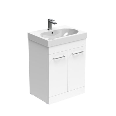 Modern 60cm Floor Standing Unit with Basin | Gloss White