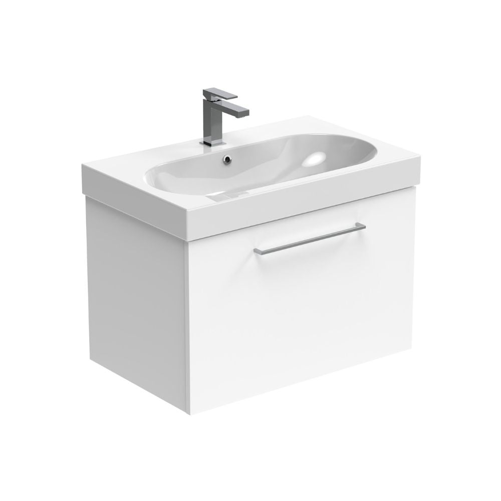 Austen Wall Hung Bathroom Unit with Basin | White Gloss - 72cm