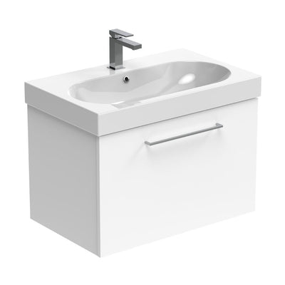 Austen Wall Hung Bathroom Unit with Basin | White Gloss - 72cm