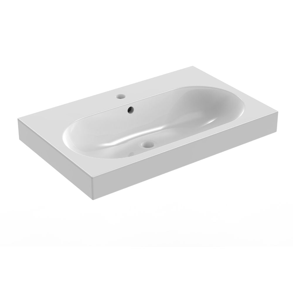 Austen Wall Hung Bathroom Unit with Basin | White Gloss - 72cm