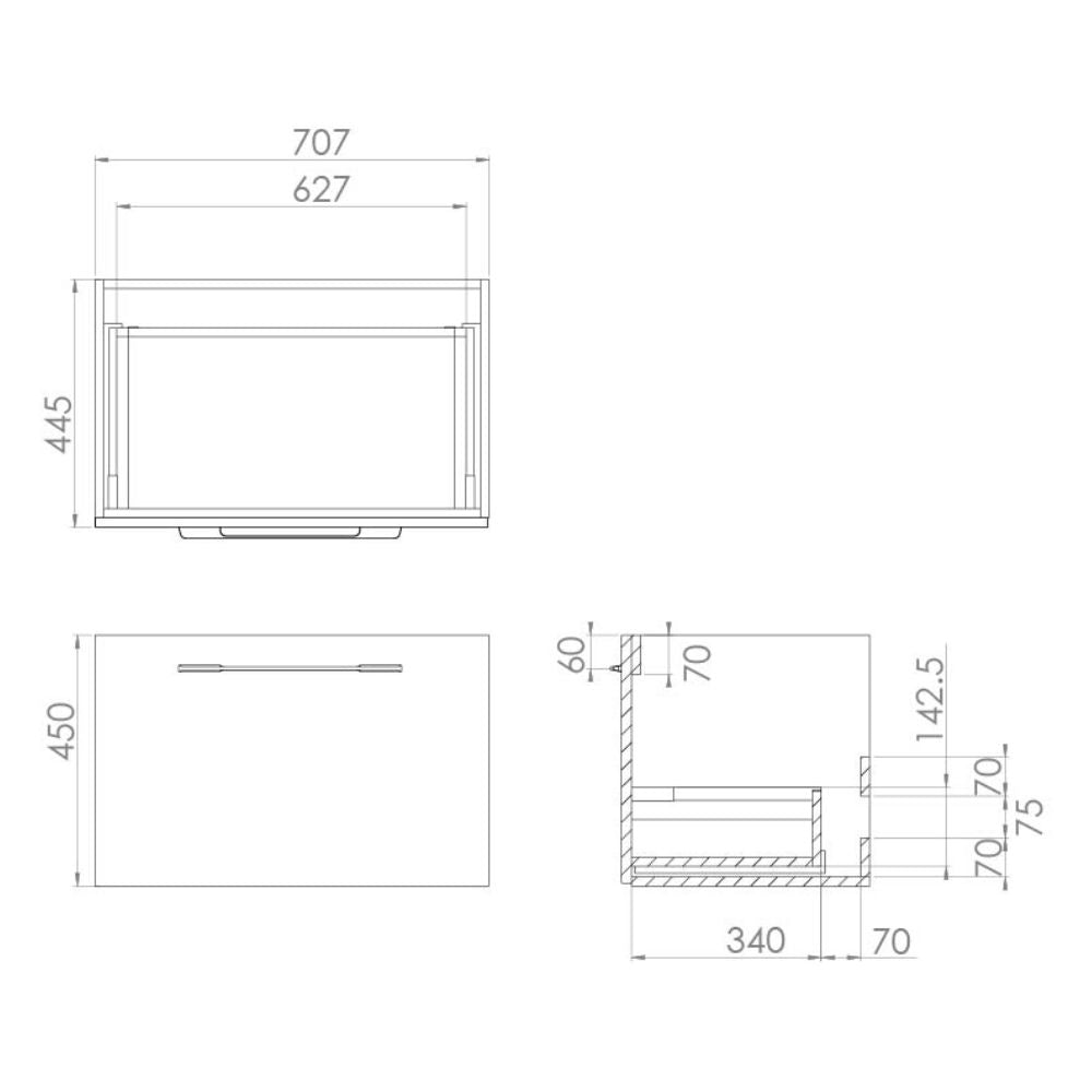 Austen Wall Hung Bathroom Unit with Basin | White Gloss - 72cm