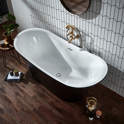 Black Freestanding Bath with Optional Plinth - Letta London - Freestanding Bath