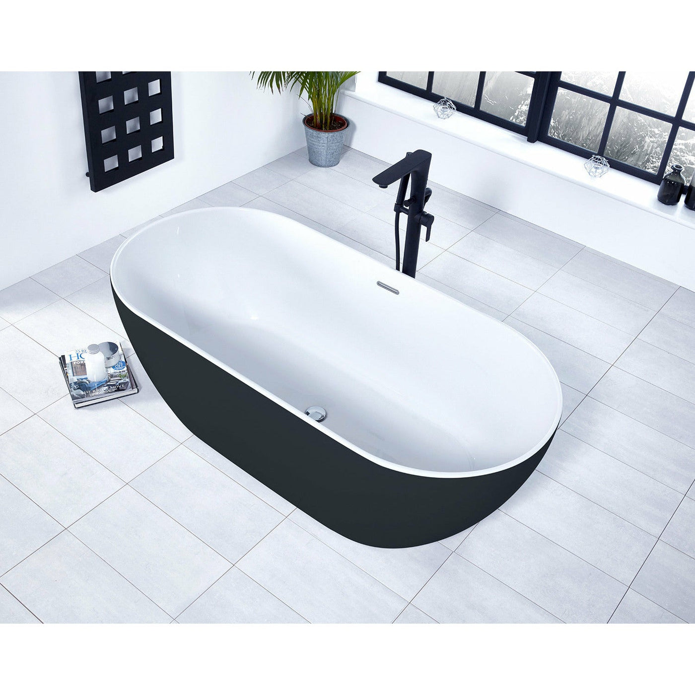 Black Freestanding Double Ended Bath 1680 x 800mm - Frontline | Summit - Letta London - Freestanding Bath