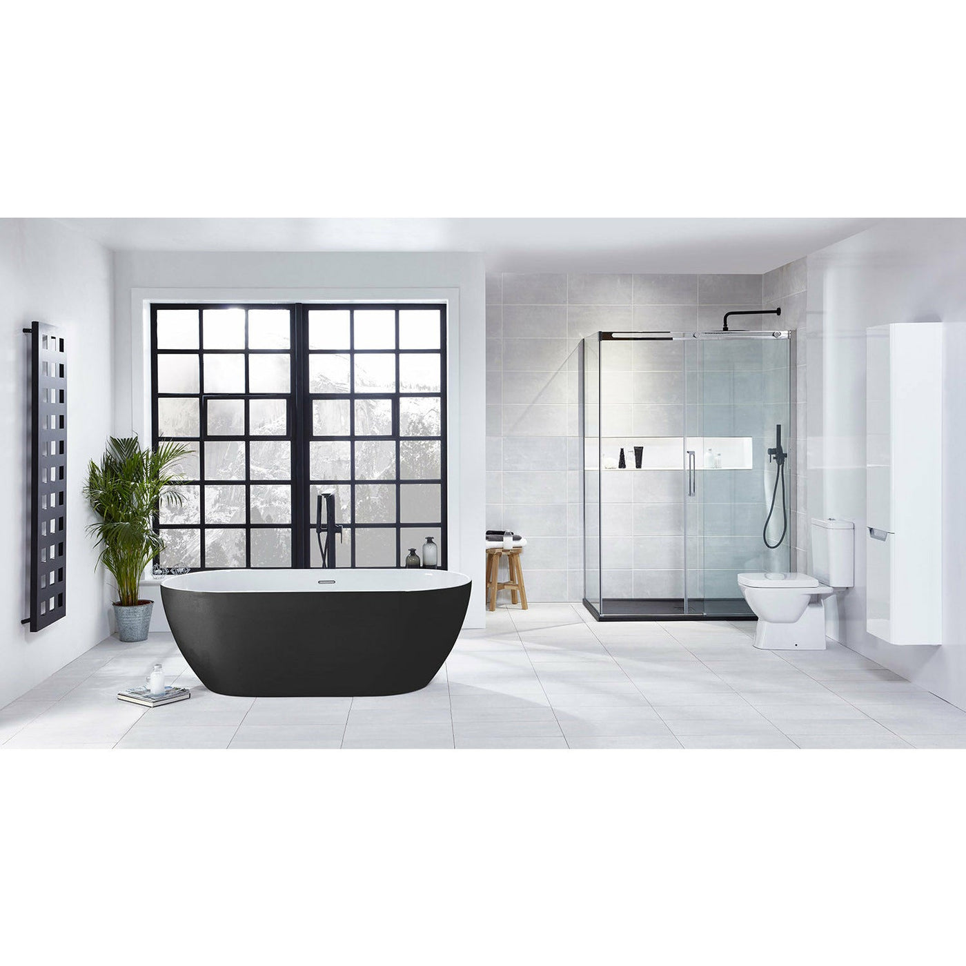Black Freestanding Double Ended Bath 1680 x 800mm - Frontline | Summit - Letta London - Freestanding Bath