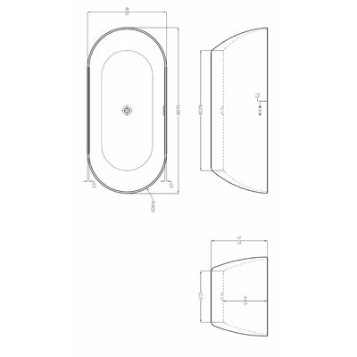 Black Freestanding Double Ended Bath 1680 x 800mm - Frontline | Summit - Letta London - Freestanding Bath