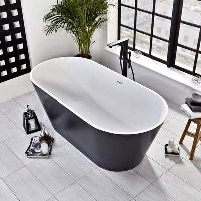 Black Freestanding Double Ended Stone Bath 1700mm x 800mm - Letta London - Freestanding Bath