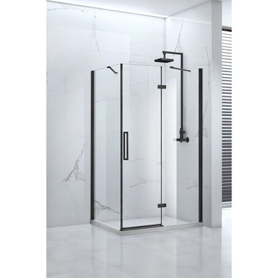 Onyx 1200mm Black Hinged Shower Door & Inline Panel