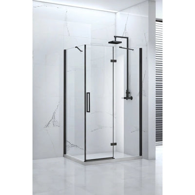 Onyx 1700mm Black Hinged Shower Door & Inline Panel