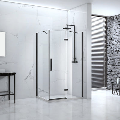 Onyx 1200mm Black Hinged Shower Door & Inline Panel