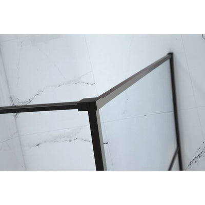 900mm Black Frame Walk-in Shower Panel & Towel Rail