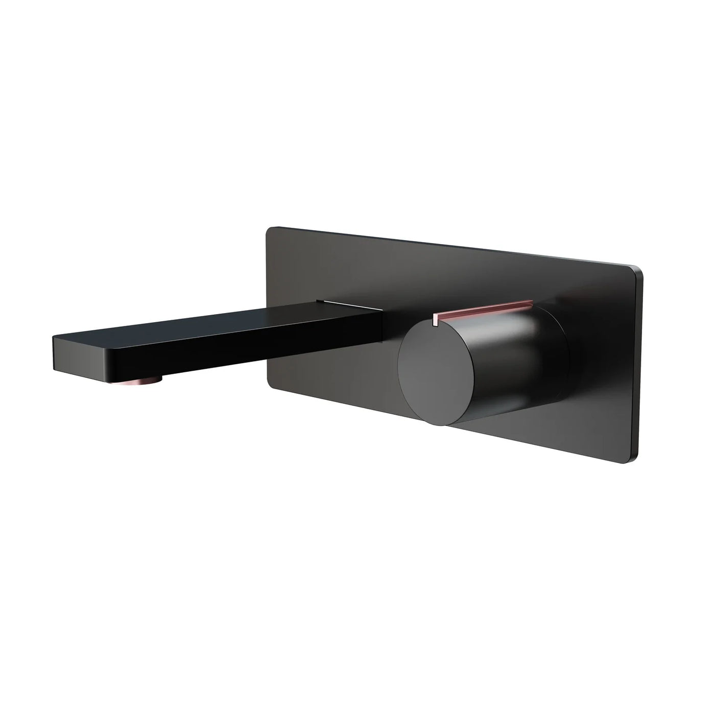 Black Wall Mounted Basin Mono Mixer Tap, Copper Detailing