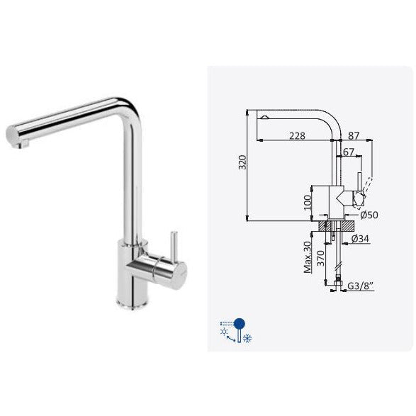 Chrome Kitchen Mixer Tap with swivel spout - Great Value - Letta London - 