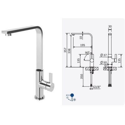 Chrome Kitchen Mixer Tap with swivel spout - High Performance - Letta London - 