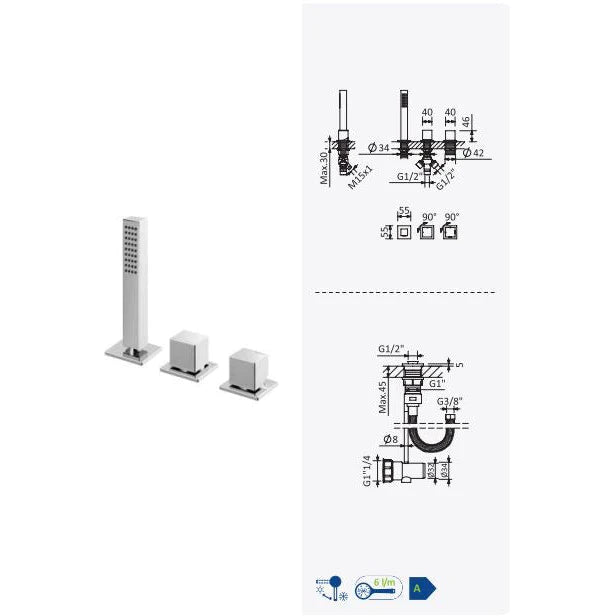 Deck-Mounted Shower Mixer, with Hand-Shower - Escudo