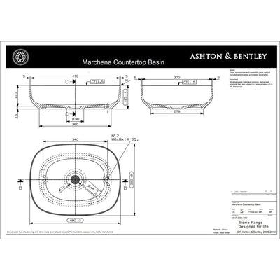 Designer Countertop Basin 48 x 38cm | Marchena - Non-porous material