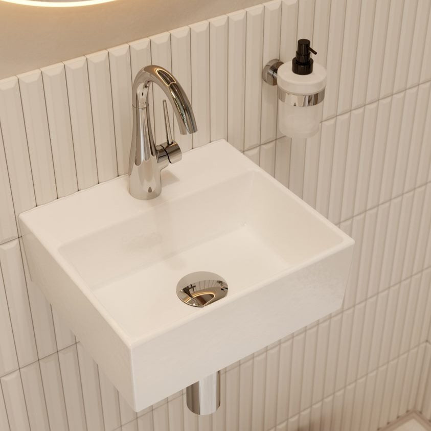 Chrome, high rise basin mixer tap with swivel spout, Eden