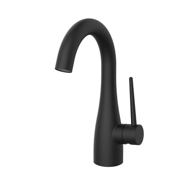 Eden, tall matt black basin mixer tap with swivel spout