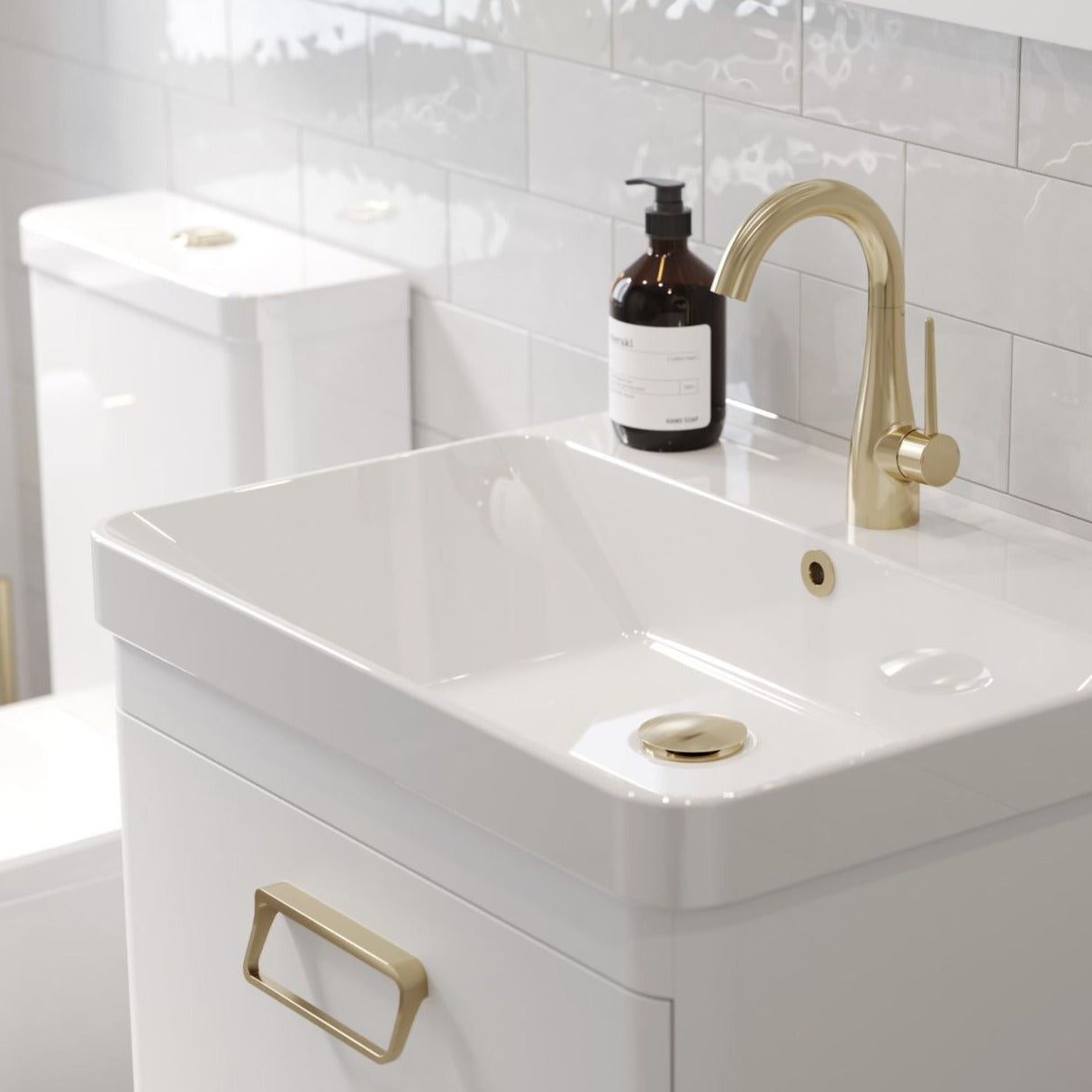 Brushed brass basin mixer tap with swivel spout, Eden