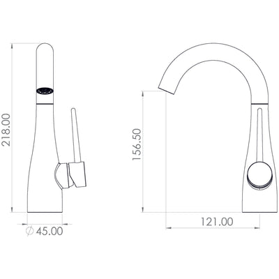 Eden, tall brushed nickel basin mixer tap with swivel spout