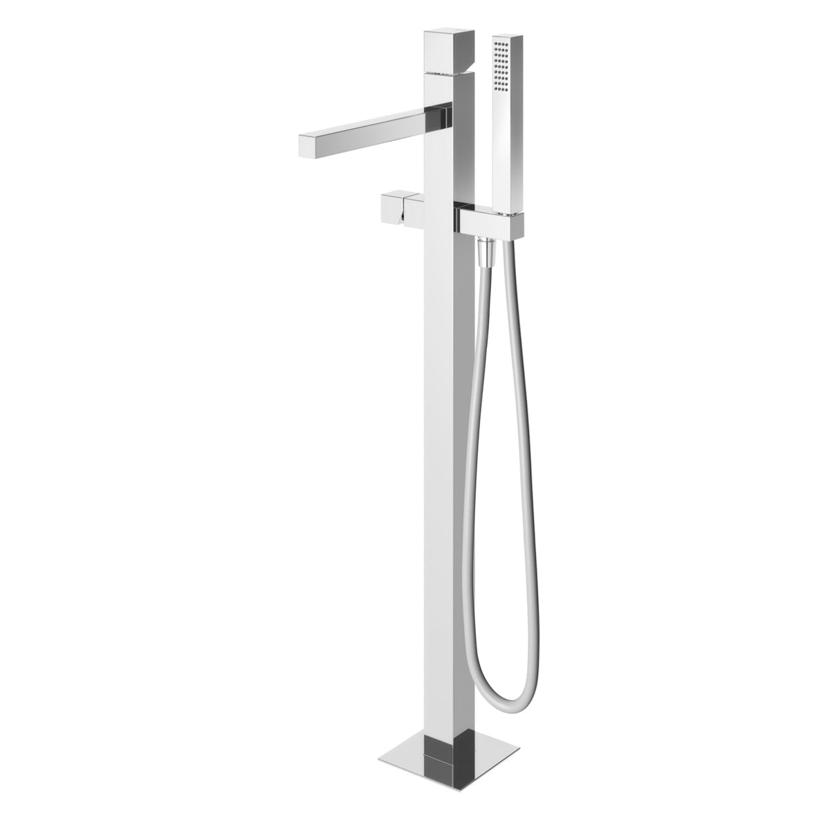 Escudo floor mounted bath tap, with shower mixer, chrome - Letta London - Freestanding Bath Taps