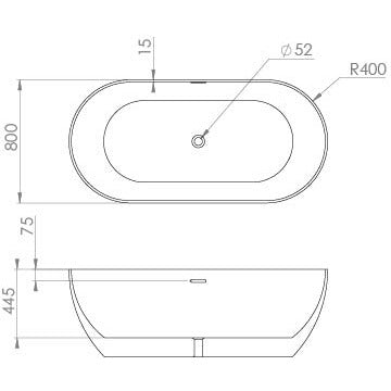 Freestanding Double Ended Bath 1680 x 800mm - Saneux | Lola - Letta London - Freestanding Bath