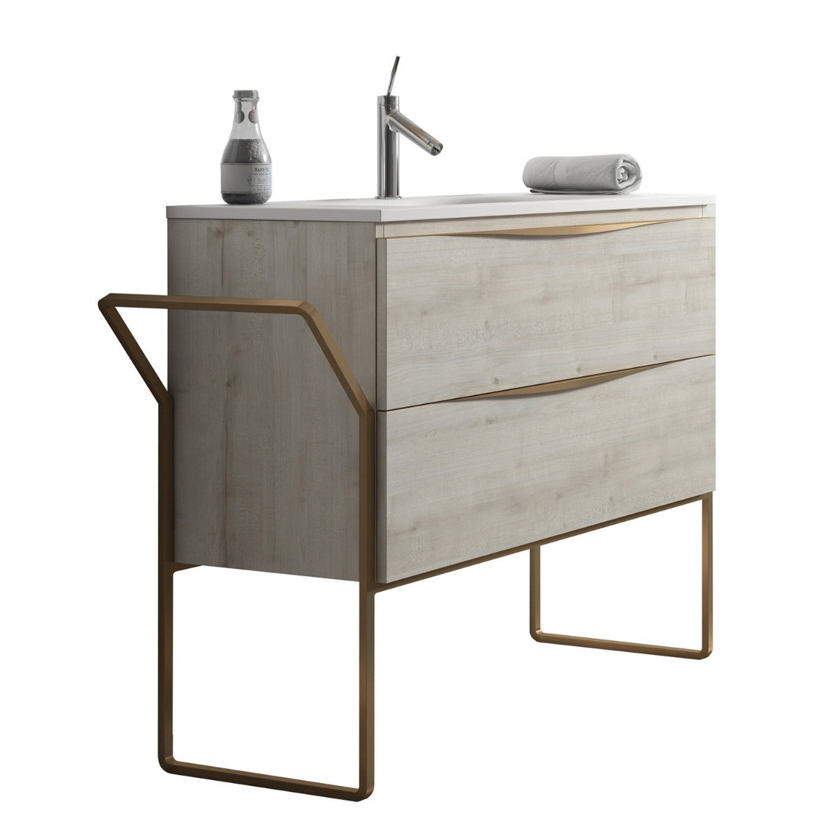 Frontline Birch Floor Standing Vogue 2 Drawer Wall & Floor Vanity Unit (800mm) - Letta London - Floor Standing Vanity Units