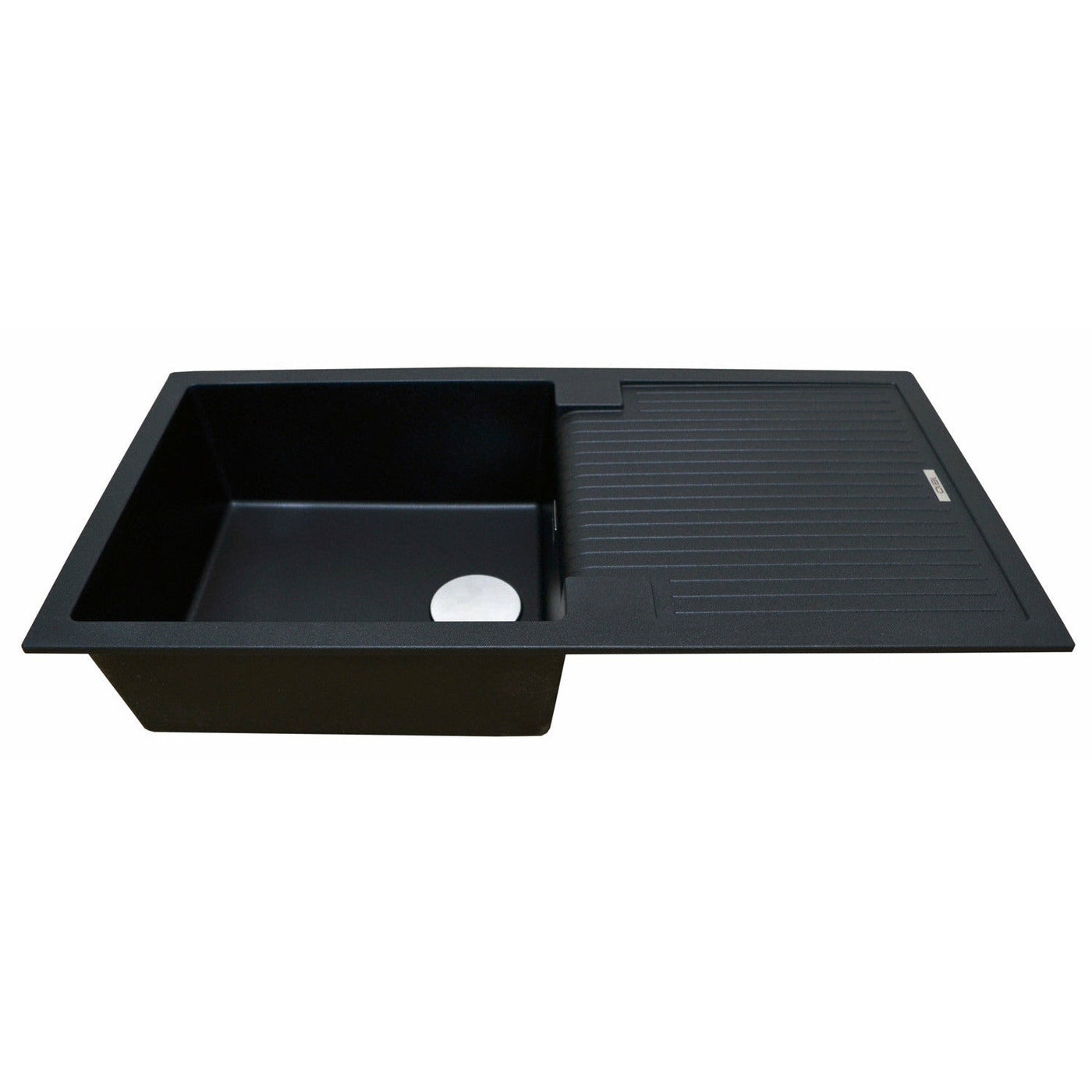 Frontline Black Sharduno 100i Quartz Kitchen Sink & Drainer with Stainless Steel Waste - Letta London - 