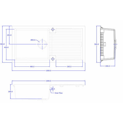 Frontline Black Sharduno 100i Quartz Kitchen Sink & Drainer with Stainless Steel Waste - Letta London - 