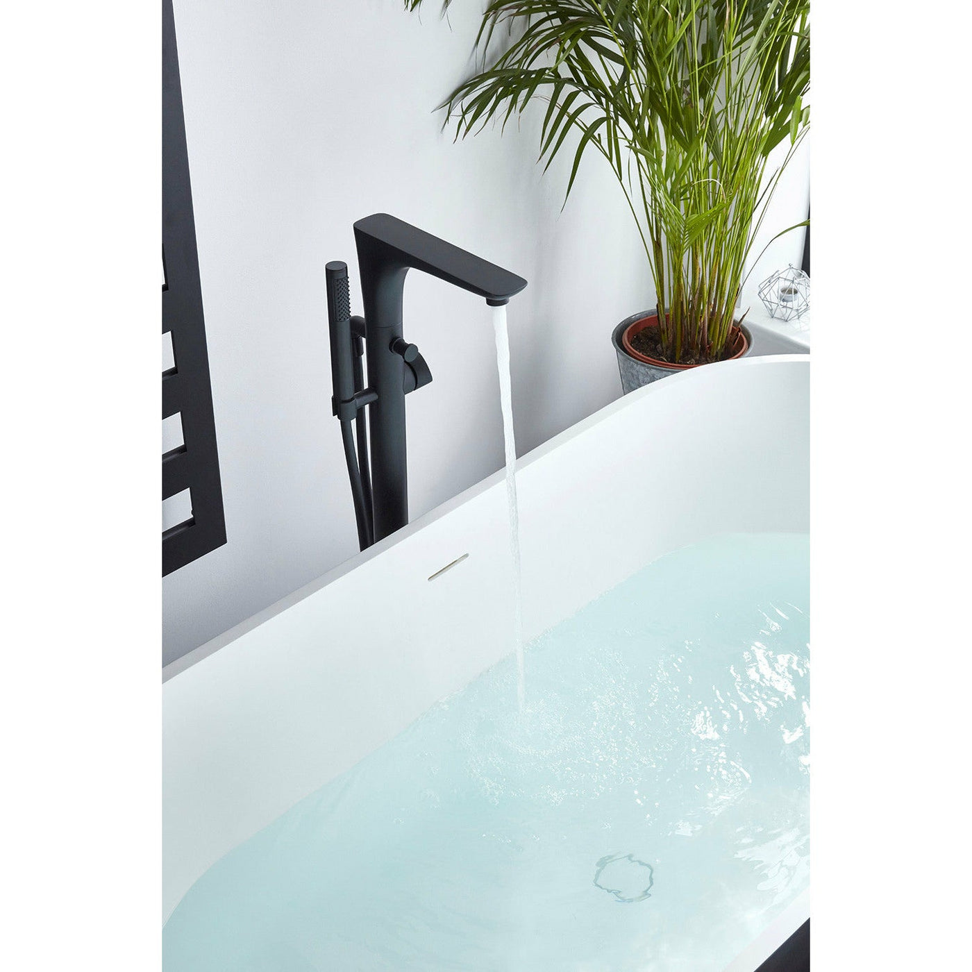 Frontline Black Vibe Black Freestanding Bath Shower Mixer - Letta London - Freestanding Taps