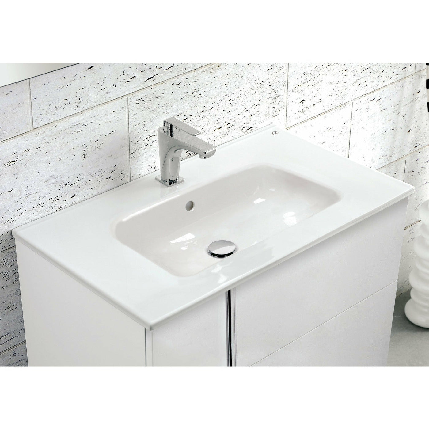 Frontline Glose White Wall-Mounted Onix 2 Door Vanity Unit with Chrome Handle 600mm - Letta London - Wall Hung Vanity Units