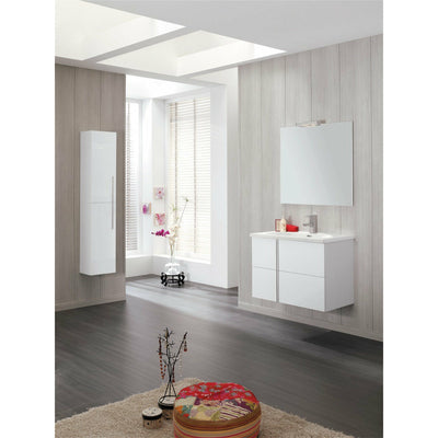 Frontline Glose White Wall-Mounted Onix 2 Drawer Vanity Unit with Chrome Handles (600mm) - Letta London - Wall Hung Vanity Units